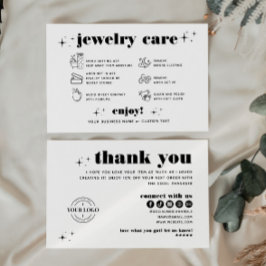 Cartão De Informações Retro Modern JewelCare Obrigado Logotipo Business