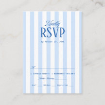 Retro Striped White & Navy Blue Wedding Response