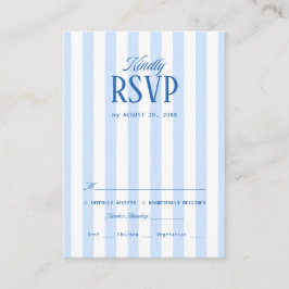 Cartão De Informações Retro Striped White & Navy Blue Wedding Response