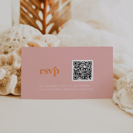 Cartão De Informações Retro Summer Pink e Orange QR code RSVP