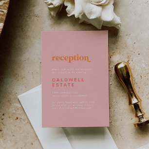 Cartão De Informações Retro Verão Recepção de casamento rosa e laranja