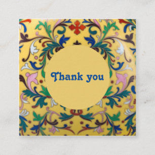 Cartão De Informações Retro Vintage Amarelo Botânico Floral Obrigado
