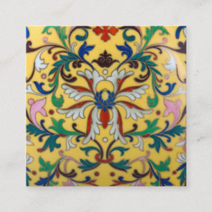 Cartão De Informações Retro Vintage Yellow Floral Minton Azulejo Botânic