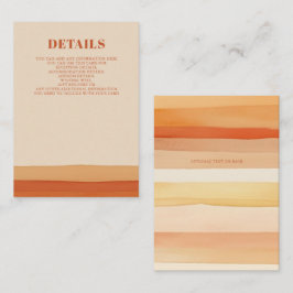 Cartão De Informações Retro Watercolor Stripes Terracotta Orange Casamen