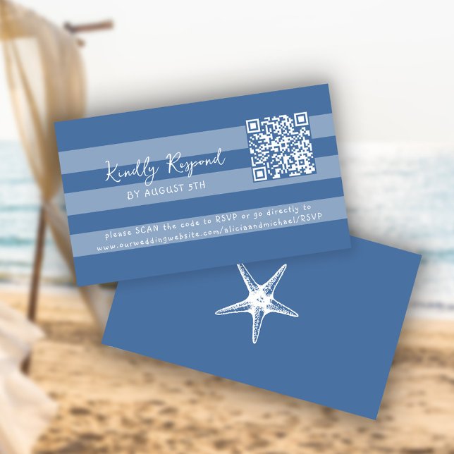 Cartão De Informações Retro whimsical summer beach QR code online RSVP (This is a MINI CARD. bigger sizes available)
