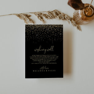 Cartão De Informações Rico de Confetti Dourado Espetáculo de Casamento B