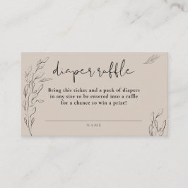 Cartão De Informações rifa de fralda simples floral neutra