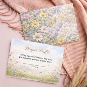 Cartão De Informações Rifa de Fraldas Florais Pastel de Flores Silvestre