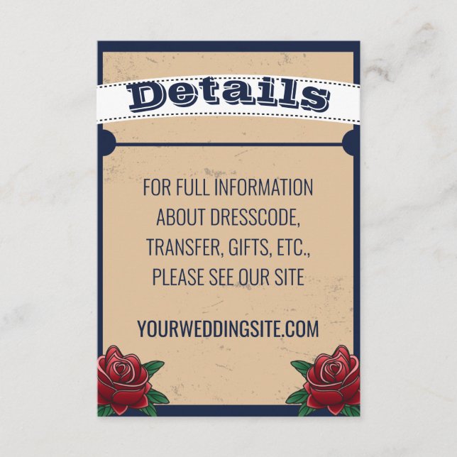 Cartão De Informações Rockabilly Tattoo Gothic Wedding (Frente)