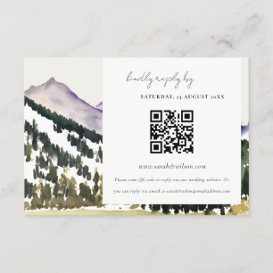 Cartão De Informações Rocky Snow Mountain Landscape Casamento QR Code RS