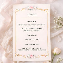 Cartão De Informações Rococo Blush Wedding