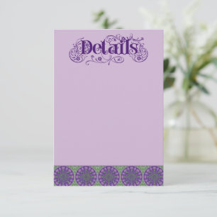 Cartão De Informações Roda de Cardo Roxo Art Nouveau Vertical