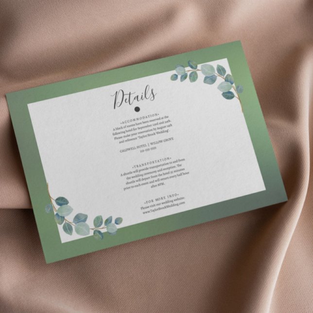 Cartão De Informações Rodas de Eucalyptus Verde com Aquarela (Criador carregado)