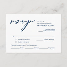 Romance, Caligrafia Azul Marinho, RSVP Casamento
