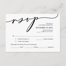 Romance Moderno, Caligrafia Negra, RSVP de Casamen
