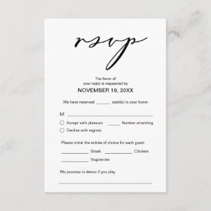 Cartão De Informações Romance Moderno, Script Negro, Janto de Casamento