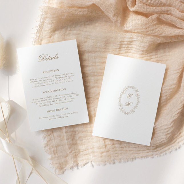 Cartão De Informações Romantic Baroque Ornate Frame Wedding Details (Criador carregado)