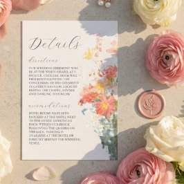 Cartão De Informações Romantic Blush Painted Floral Wedding Details