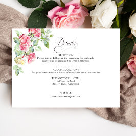 Cartão De Informações Romantic Blush Pink/Ivory Watercolor Roses Wedding