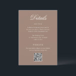 Cartão De Informações Romantic Brown QR Code Elegant Wedding<br><div class="desc">This design is part of a romantic and elegant wedding invitation suite.</div>