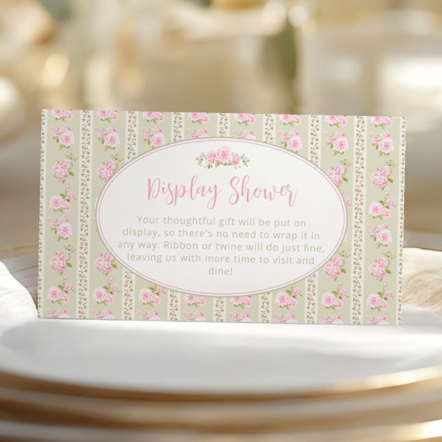 Cartão De Informações Romantic Floral Sage green Display Shower (Criador carregado)
