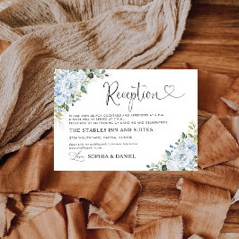 Cartão De Informações Romantic Light Blue Floral Wedding Reception Card