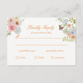 Cartão De Informações Romantic Pastel Floral Wedding RSVP Card