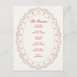 Cartão De Informações Romantic Red Blush Vintage Lace Frame Wedding