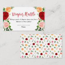 Romantic Roses Floral Baby Shower Diaper Raffle