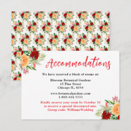 Cartão De Informações Romantic Roses Floral Wedding Accommodations
