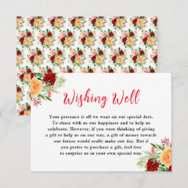 Cartão De Informações Romantic Roses Floral Wedding Wishing Well