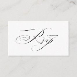 Cartão De Informações Romantic Script Calligraphy QR Code Wedding RSVP