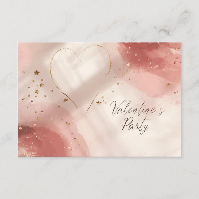 Cartão De Informações Romantic Valentine’s Details Card – Blush & Gold (Frente)