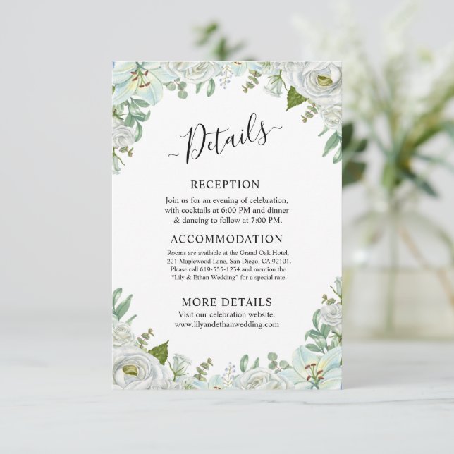 Cartão De Informações Romantic Watercolor Wedding (Em pé/Frente)