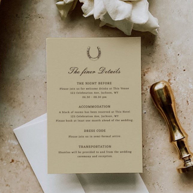 Cartão De Informações Romantic Western Ranch Wedding Details (Criador carregado)