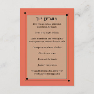 Cartão De Informações Romântica Vintage Inspirou Casamento de Corais Mud