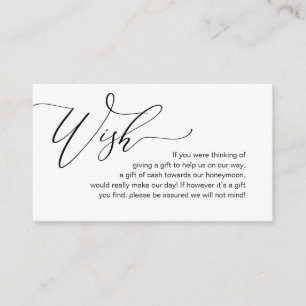Cartão De Informações Romântico elegante, desejo de lua de mel, dinheiro