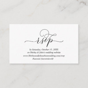 Cartão De Informações Romântico moderno, Script Preto, RSVP do site on-l