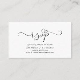 Cartão De Informações Romântico, Preto, RSVP de Convite, responder