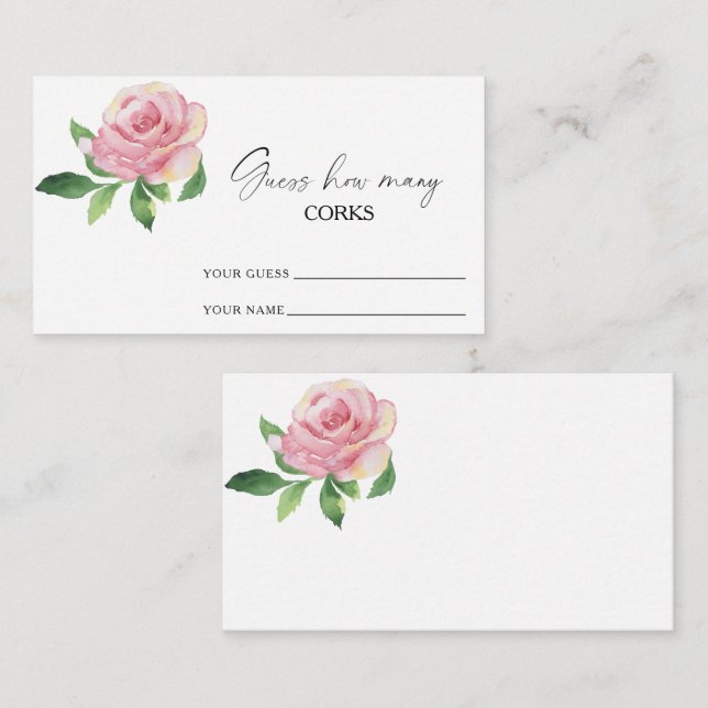 Cartão De Informações Rosa - adivinhe quantos rolhas jogo de casamento (Frente/Verso)