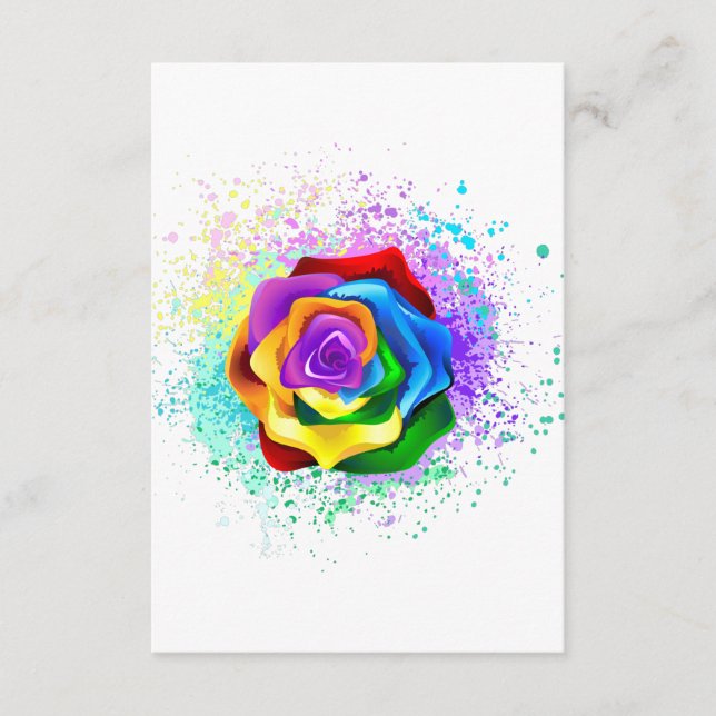 Cartão De Informações Rosa Arco-Íris Colorida (Frente)