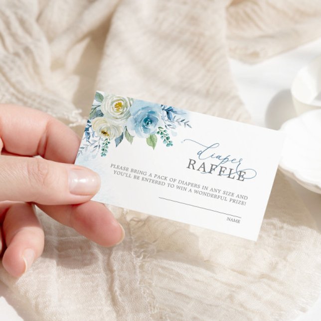 Cartão De Informações Rosa Azul Dusty Flores Fralda Bilhete Raffle (Criador carregado)