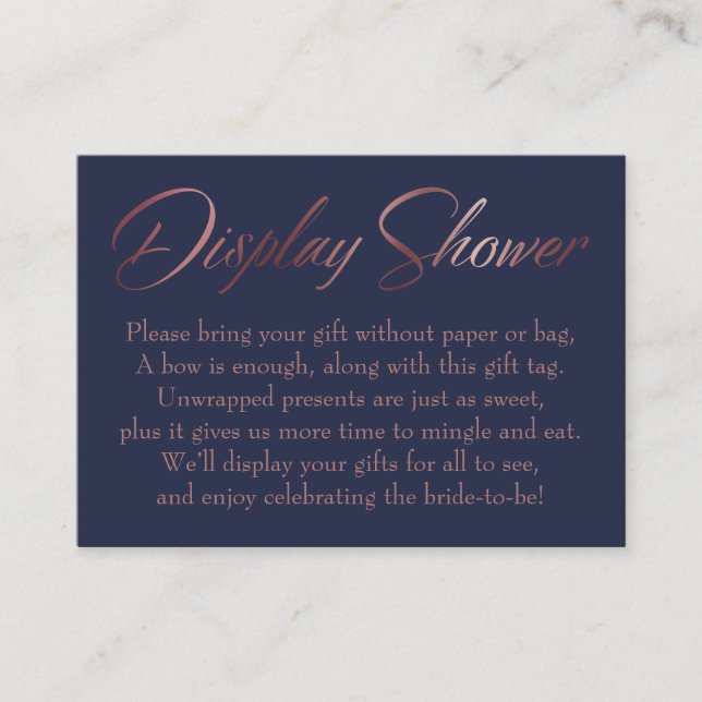 Cartão De Informações Rosa do Chá de exibição Dourado na placa de etique (Frente)