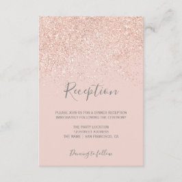 Cartão De Informações Rosa dourado brilho rosa elegante recepção