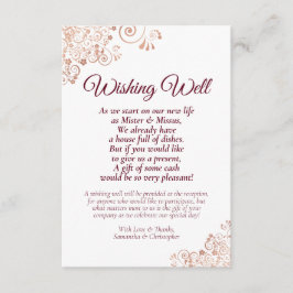 Cartão De Informações Rosa Dourado e Burgundy Casamento Desejando Bem Po