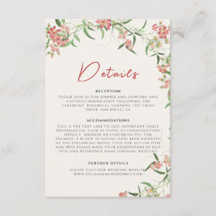 Cartão De Informações Rosa Flor Silvestre Primavera Grinalda Casamento