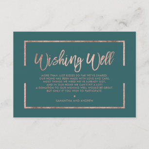 Cartão De Informações Rosa gold frame script green tee desejando bem