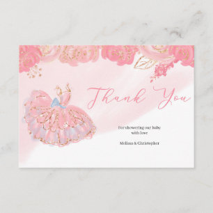 Cartão De Informações Rosa Gold Tutu bailerina cor-de-rosa obrigado