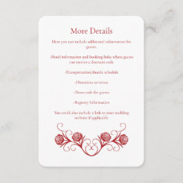 Cartão De Informações Rosa gótica moderna suprime o casamento vermelho d
