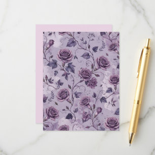 Cartão De Informações Rosa Lavanda Empoeirada Tons Sonhadores Florais